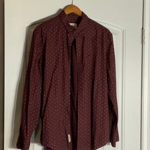 American Eagle Outfitters Burgundy and White Casual Shirt